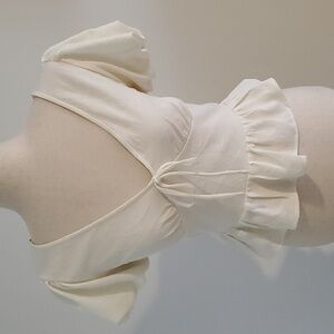 One clothing corset smocked cream top with flower pattern size S new with tag
